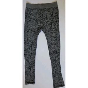 Women's Leopard Print Leggings, Soft Fabric, Gray — Size L/XL